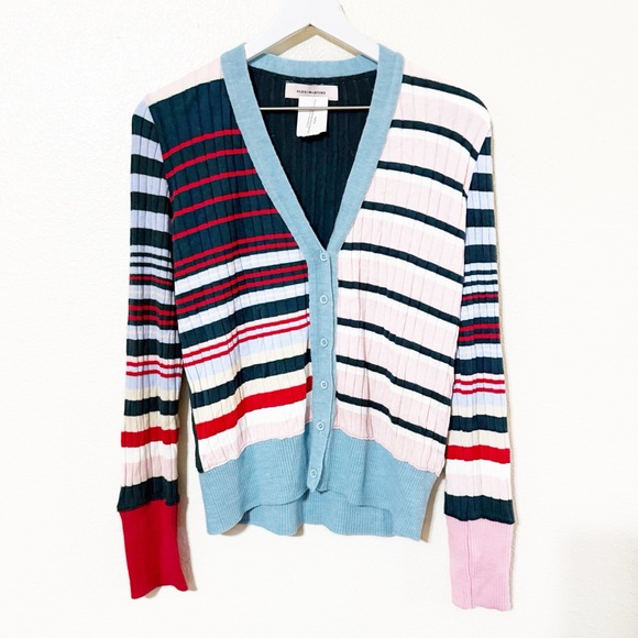 NWT Aldo Martins Talo Striped Multicolor Button Cardigan in Striped Powder - Picture 10 of 10